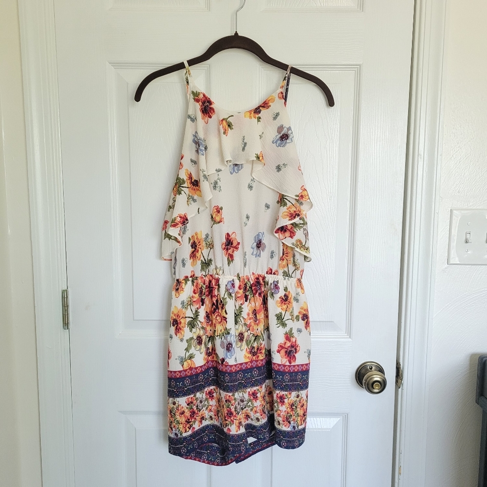 Blue Rain Floral Romper